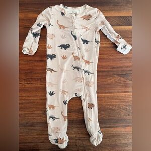 Caden Lane Bamboo Beige Dinosaur Kids Convertible Footie